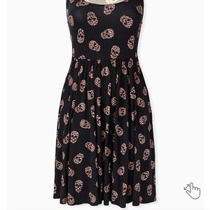 Torrid - BLACK LEOPARD SKULL JERSEY SKATER DRESS